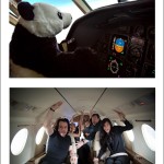 Santorini flying the plane